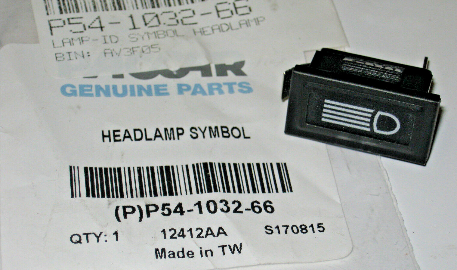 ~NEW PACCAR KENWORTH HEADLAMP SYMBOL DASH INSERT INDICATOR LAMP ID ~ P54-1032-66