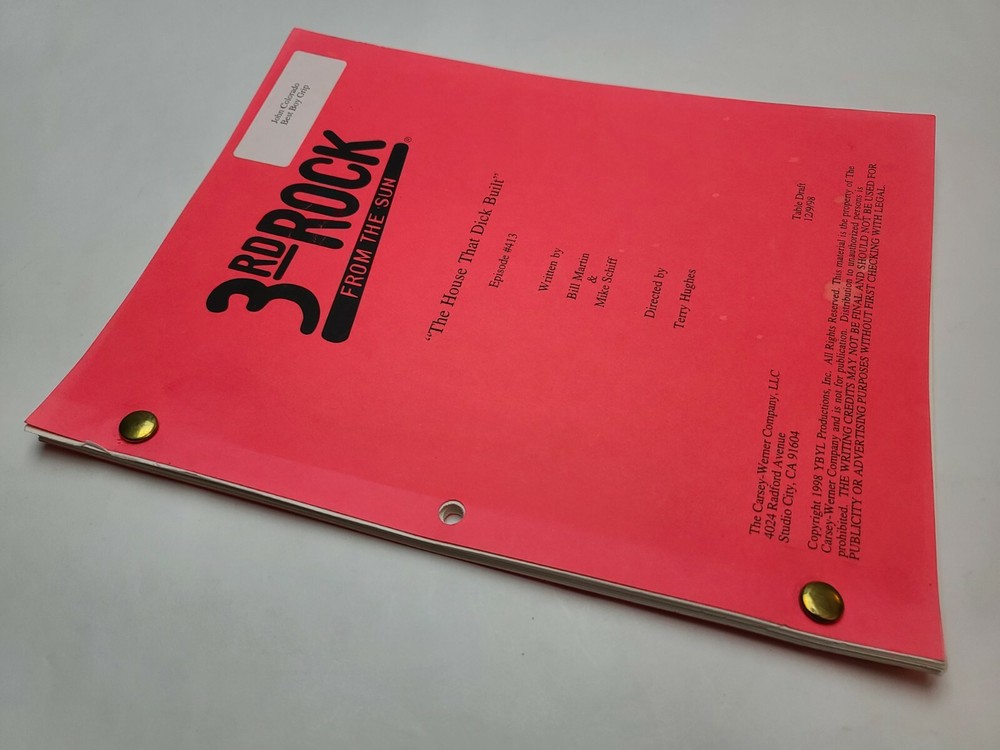 3RD ROCK FROM THE SUN / 1998 TV Script, John Lithgow "The House That Dick Built"