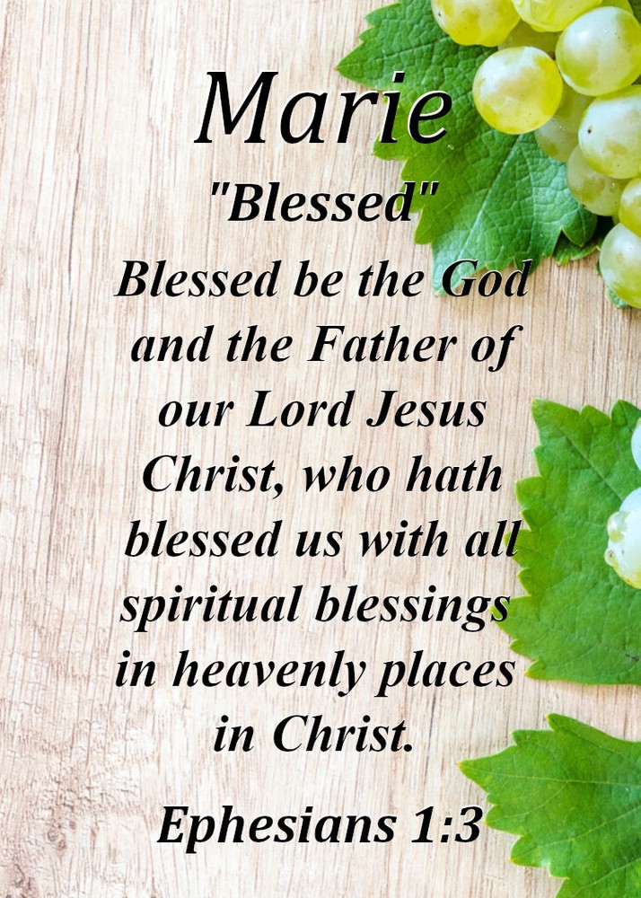 Marie "Blessed" Keepsake Name Meaning Card with Bible Verse
