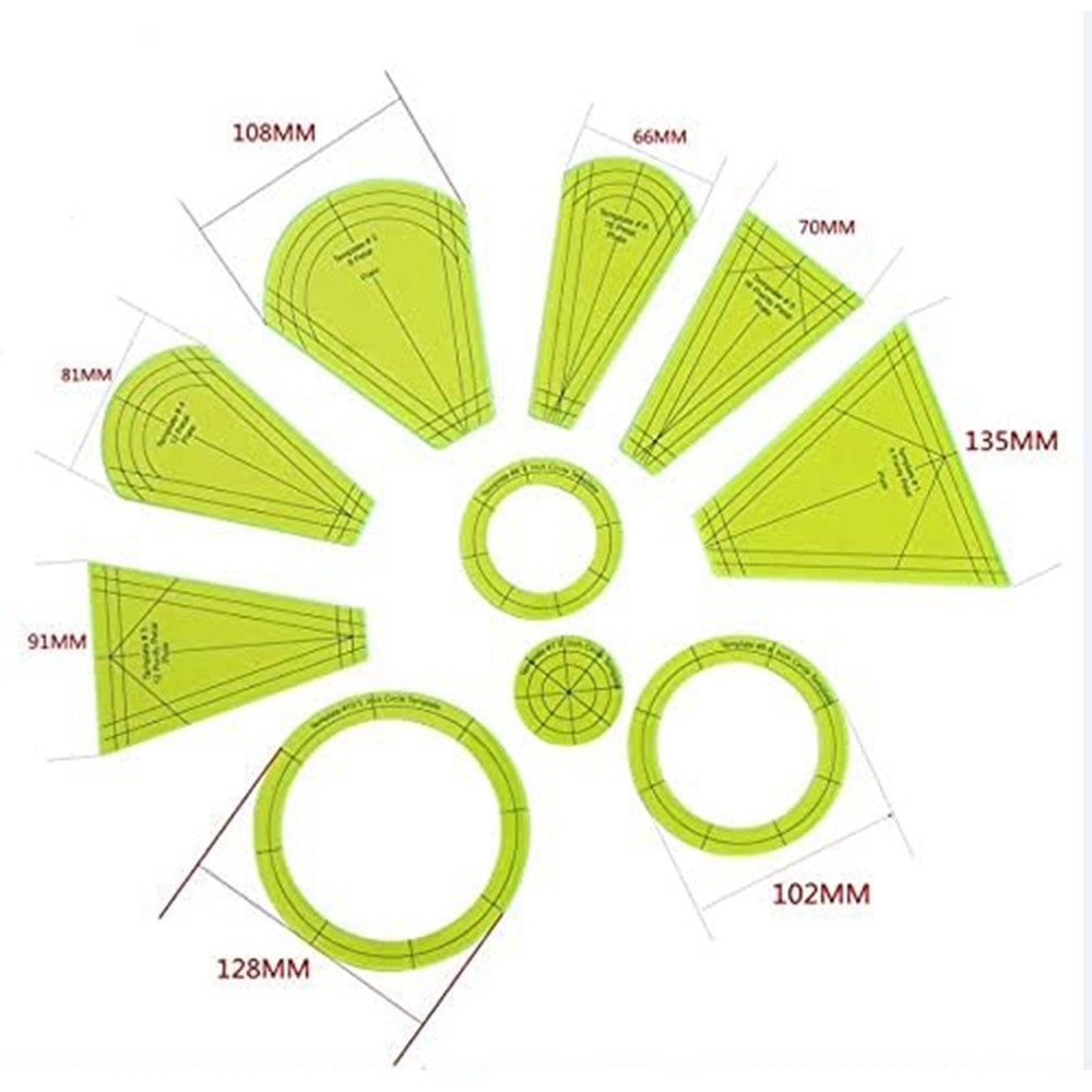 Dresden DIY Sewing Ruler Template Patchwork Tool (10 Pieces) E5R71138
