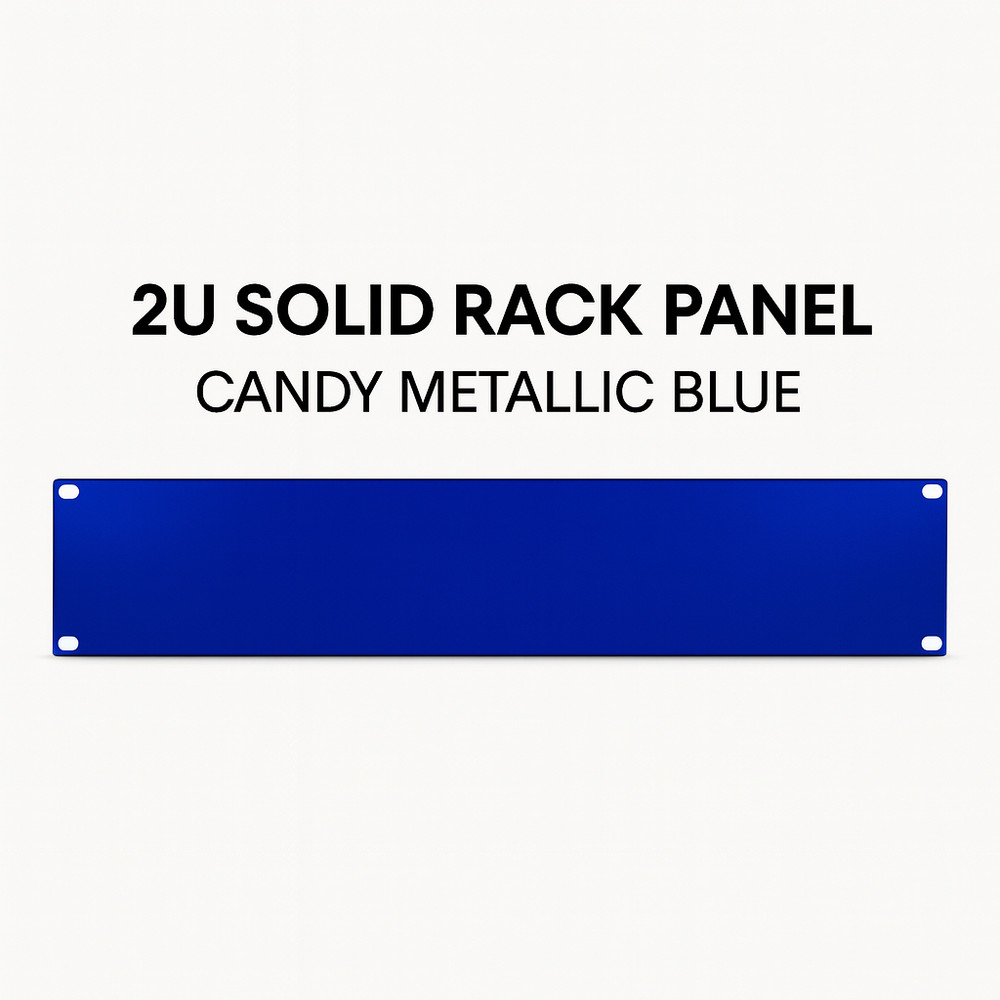 Candy Blue 2U Rack Panel – 19” Solid Steel Faceplate – Custom Finishes!