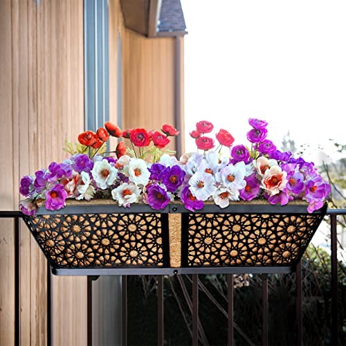 Railing Planter Boxes, 24 Inch Window Flower Box 24 Inch - 2 Pack Rectangular