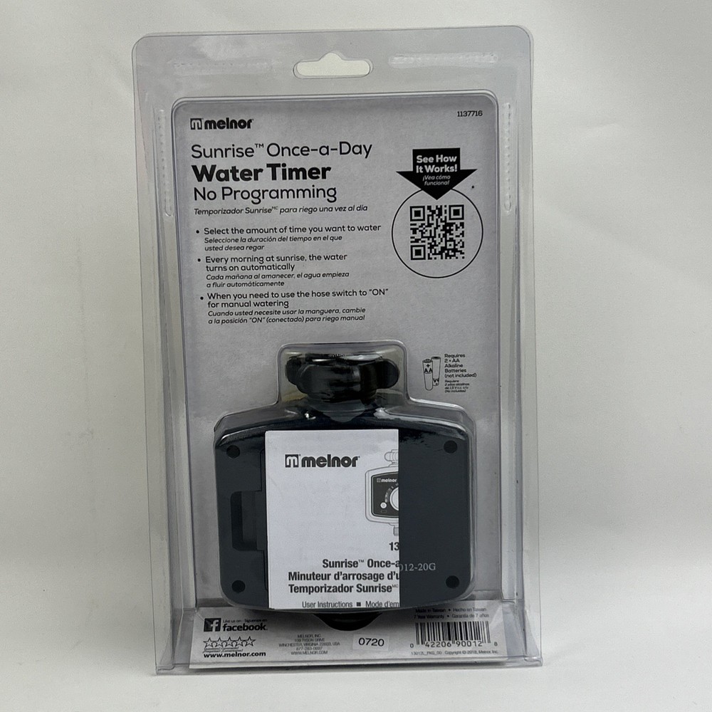 Melnor Water Timer Sunrise Once-a-Day Electronic Light Sensor No Programming NIP