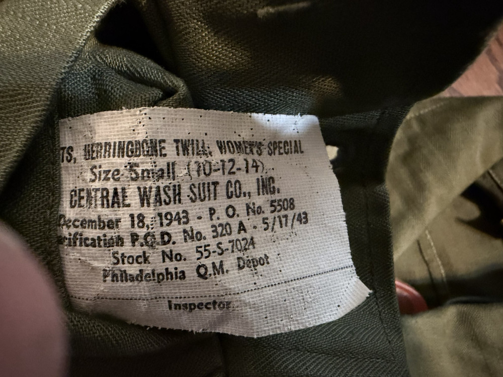 WW2 women's HBT jacket, special, 1943