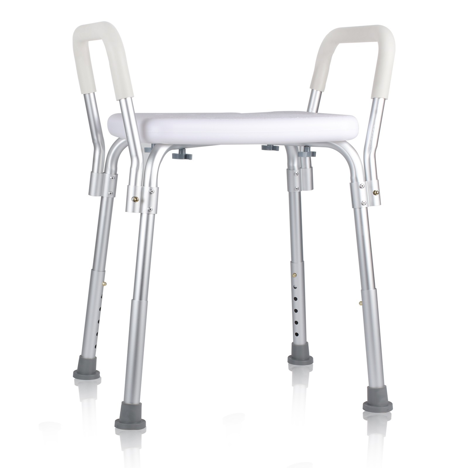 Backless Shower Chair with Arms-350 lb.capacity Bench Stool Adjustable Height