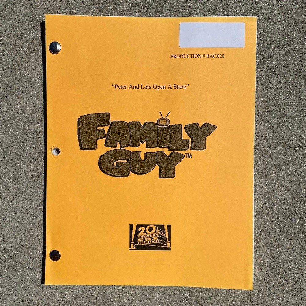 Family Guy 2013 Peter Lois Open A Store aka Baking Bad Used Table Draft Script