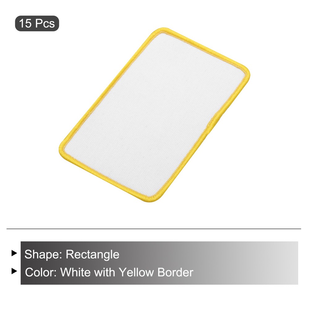 15pcs Sublimation Patch Blank Rectangle White with Yellow Border