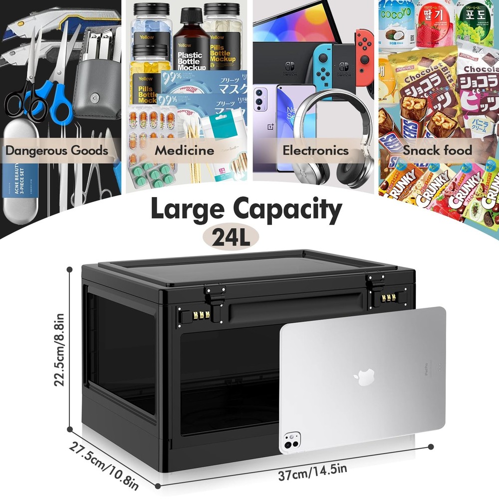 Extra Large Lock Box for Medication Safe, Medicine Lockable Storage Box with Cod