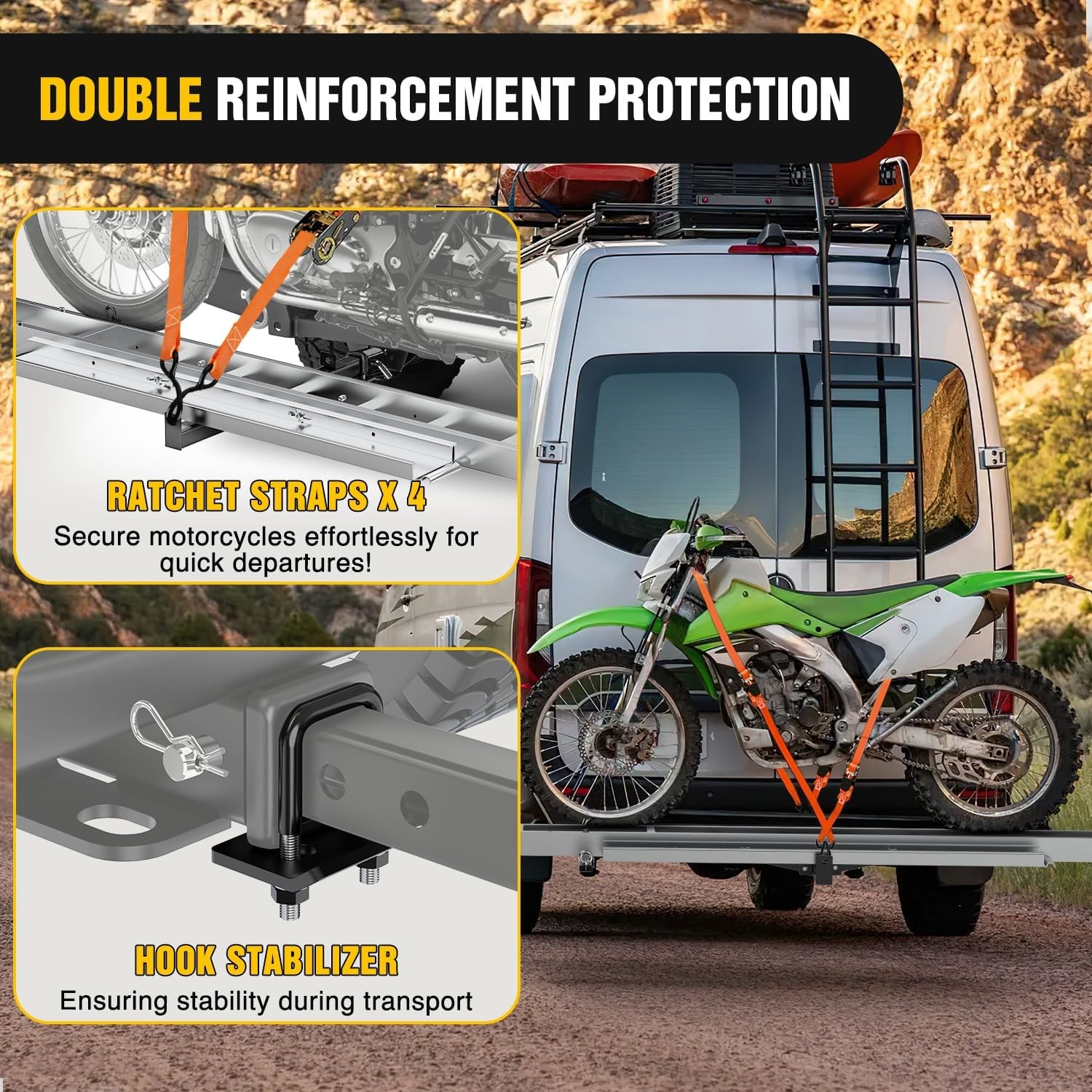 Nilight Motorcycle Hitch Carrier 400LBS Robust Aluminum Dirt Bike Hitch Hauler