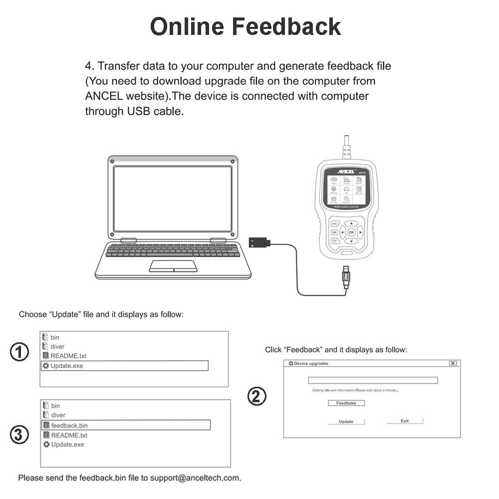 ANCEL BM700 Battery Registration Tool Fits for BMW Diagnostic Injector Coding