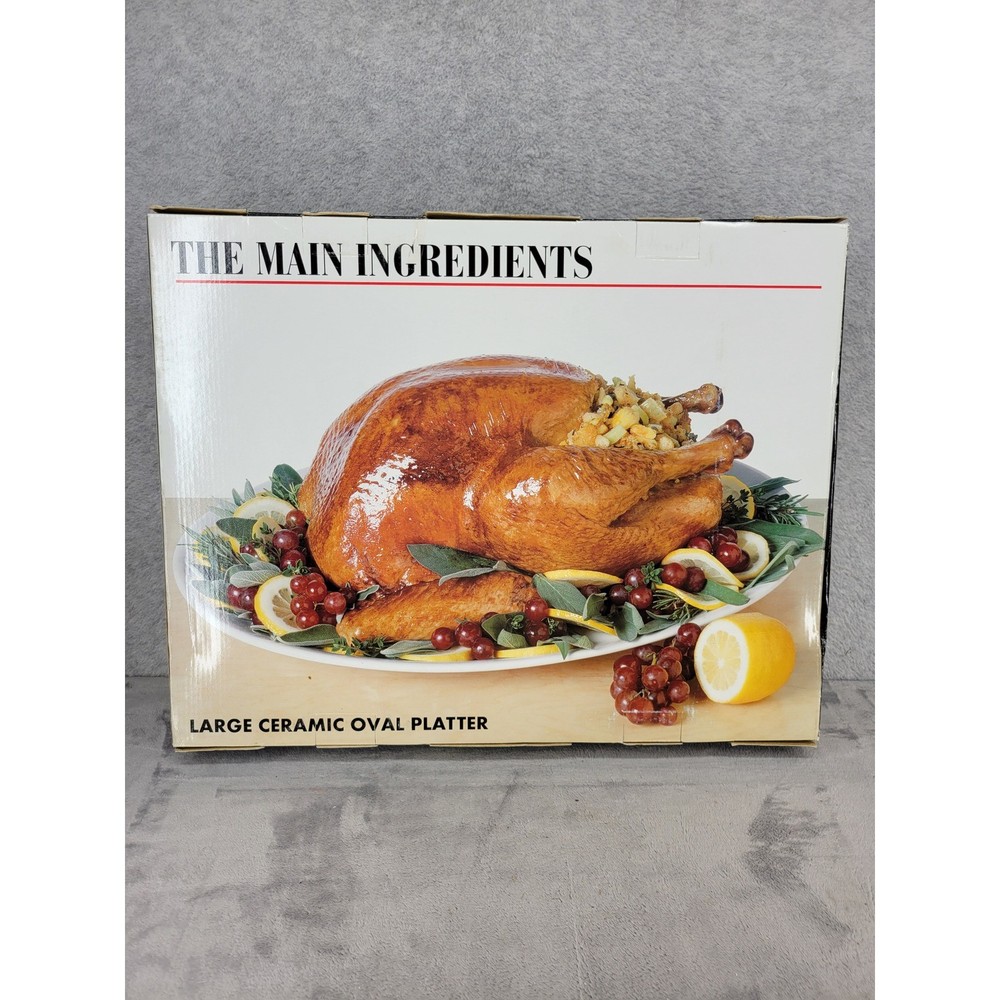 The Main Ingredients Large Ceramic Oval Solid White Platter Stoneware