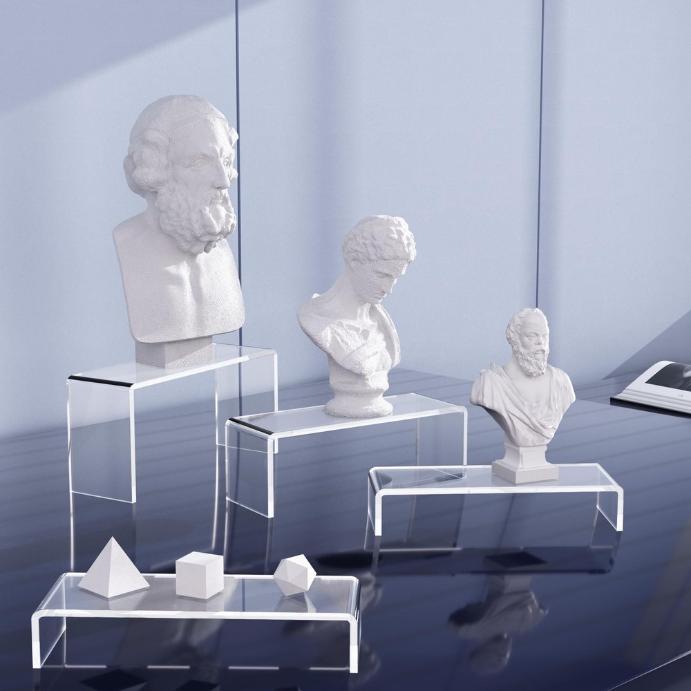 Goabroa Acrylic Display Risers, 2 Sets 6 Pcs Rectangular Risers Display Stand...