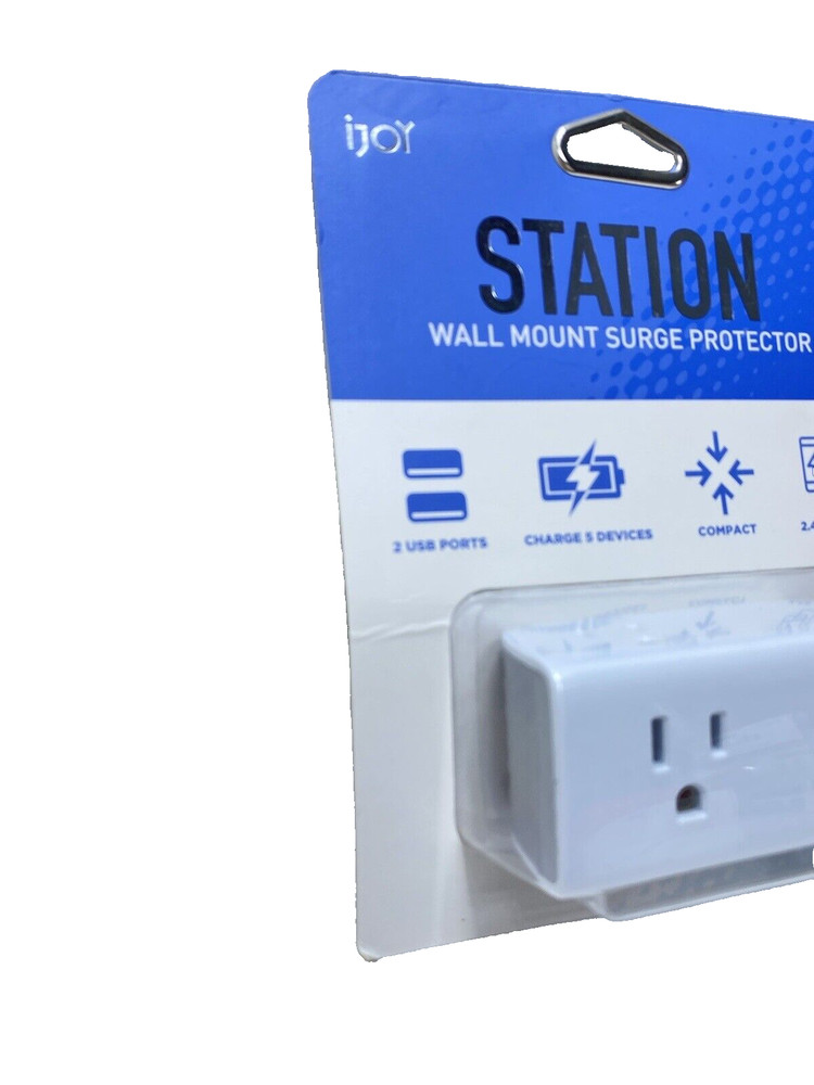 Wall Mount Surge Protector Outlet Extender - 2 USB Ports & Plugs, Convenient!