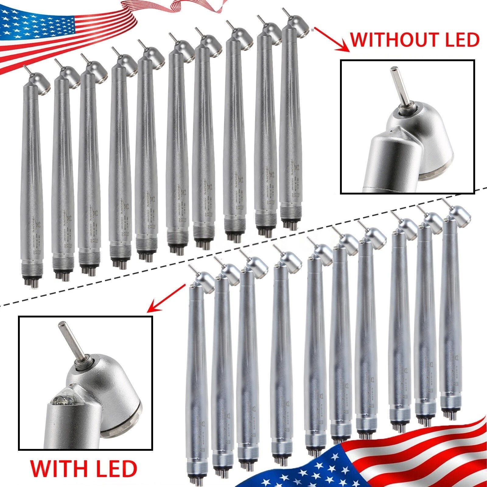Yabangbang Dental LED/No LED 45 Degree Surgical High Speed Handpiece Push 4 Hole