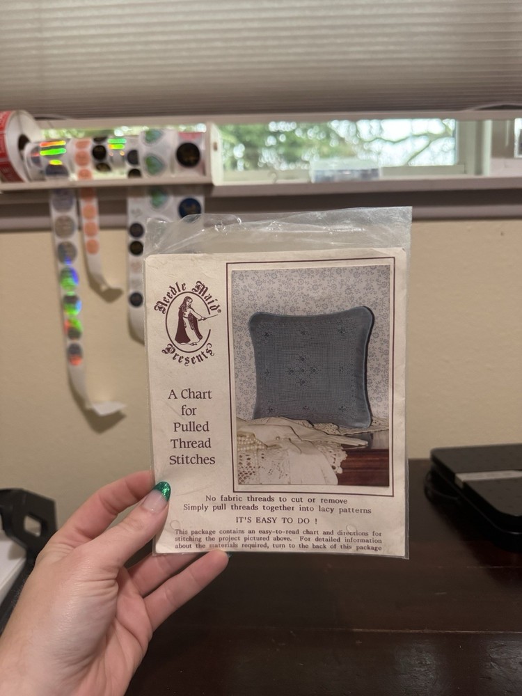 Vintage Needle Maid Presents Chart for Pulled Thread Stitches Victorian Pillow