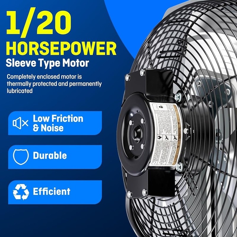 12 Inch Exhaust Fan Variable Speed Wall Mount Ventilator 960 CFM Thermal Control