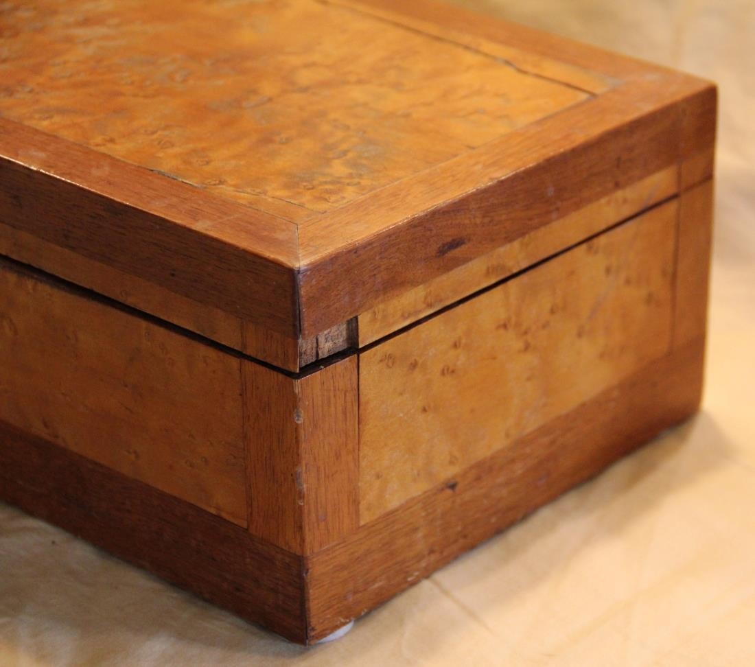 Antique Sewing Box Oak & Bird's Eye Maple w Contents - Anna Miles - Square Nails