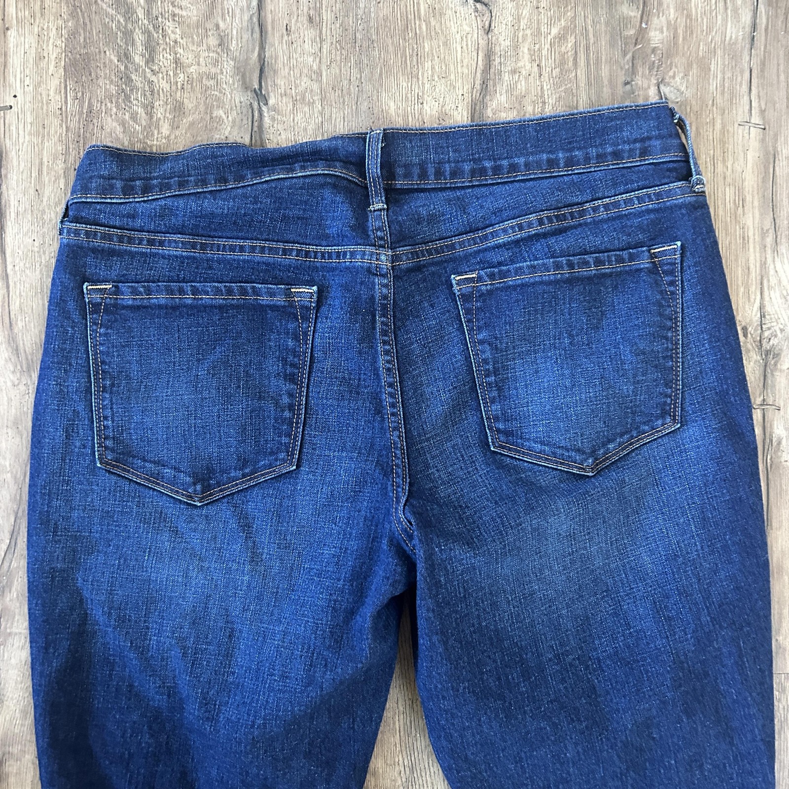 Old Navy Original Straight Jeans Womens 12 Blue Dark Wash Mid Rise Stretch