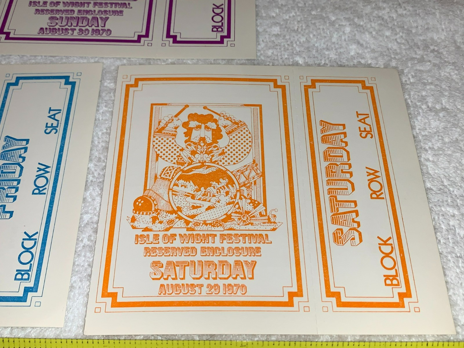 JIMI HENDRIX THE DOORS THE WHO 3 Isle Of Wight 1970 Festival Concert Tickets U.K