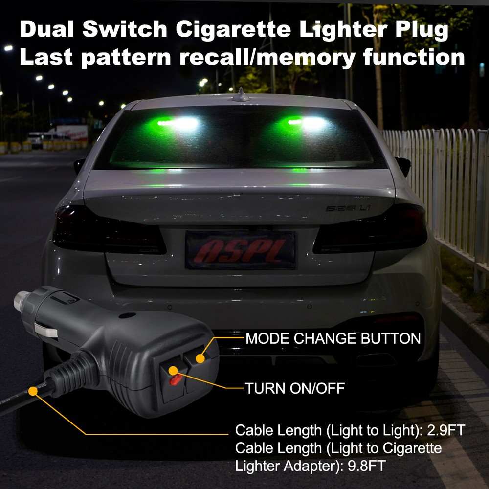 2 in 1 LED Emergency Dash Strobe Lights Windshield Deck Warning Safety Flashing