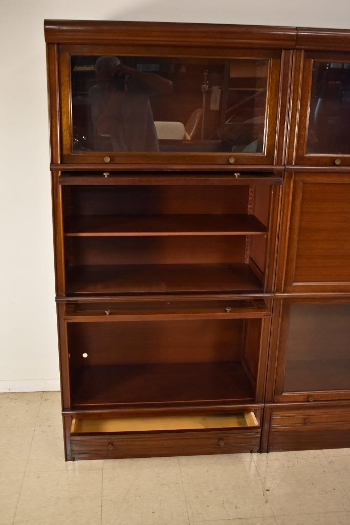 Antique Mahogany Barrister Bookcase Wall Unit Circa 1910