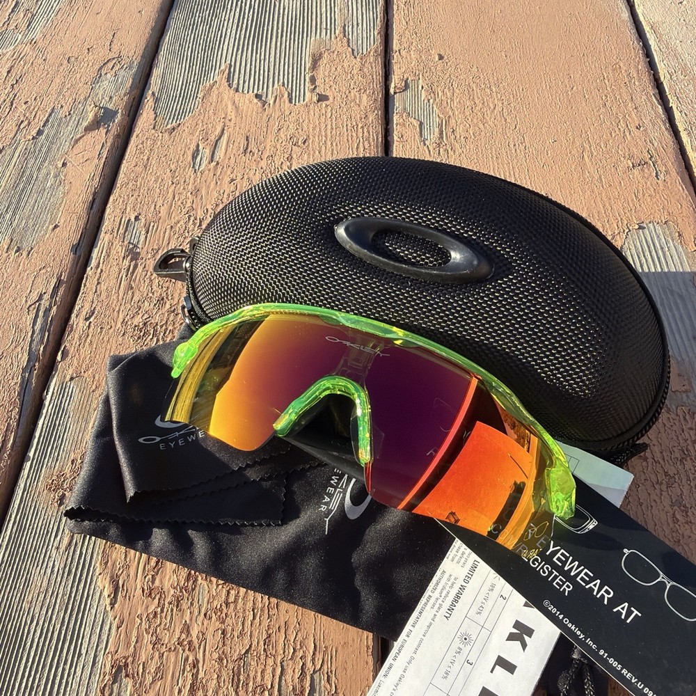 Oakley Radar EV Path Sunglasses Green Frame Red Mirrored Shield
