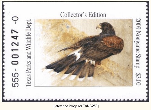 D2K Texas Non-Game Stamp 2009 $3.00 (Harris hawk)