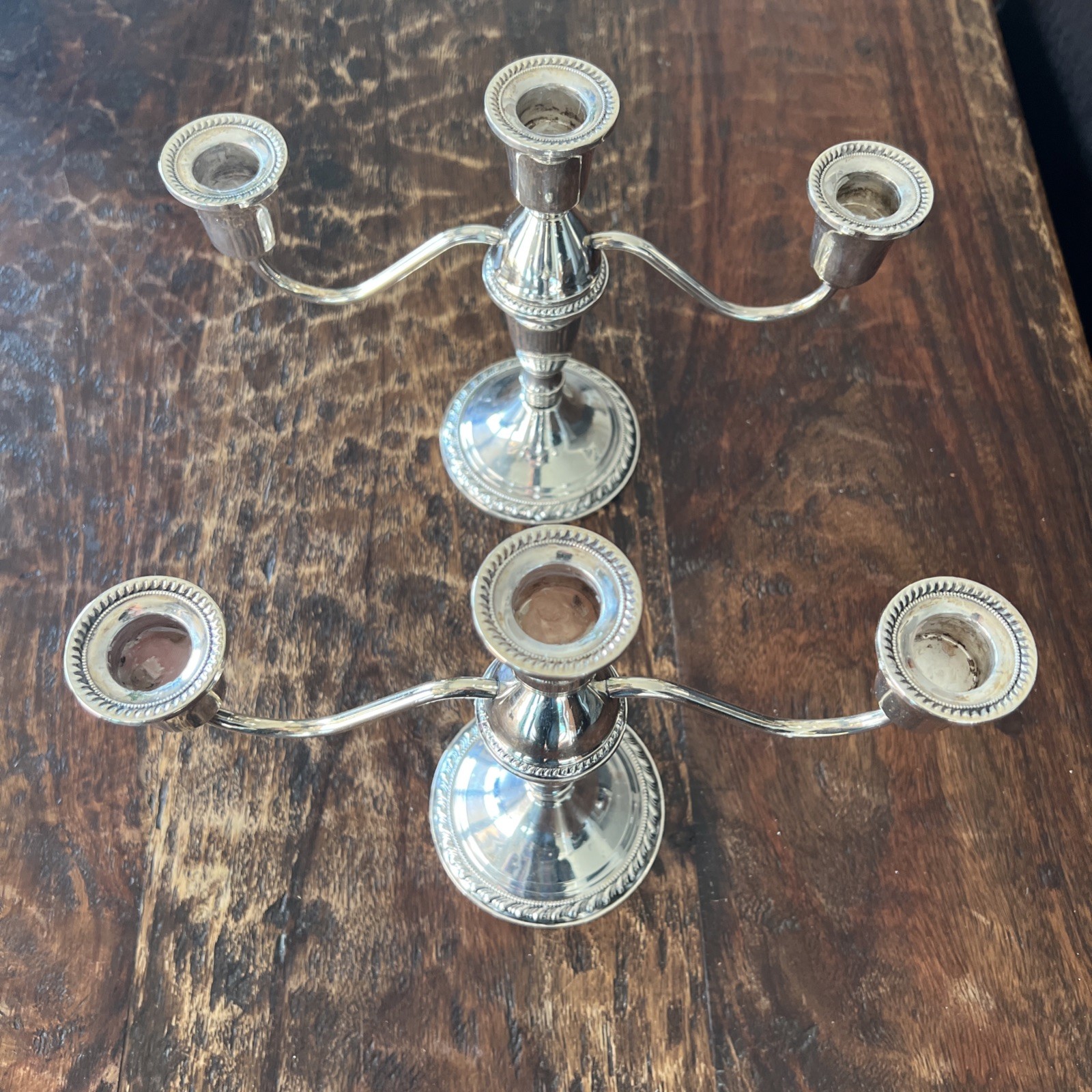 Pair of Duchin Creation Sterling Silver 3 Arm Candelabras Candle Holders