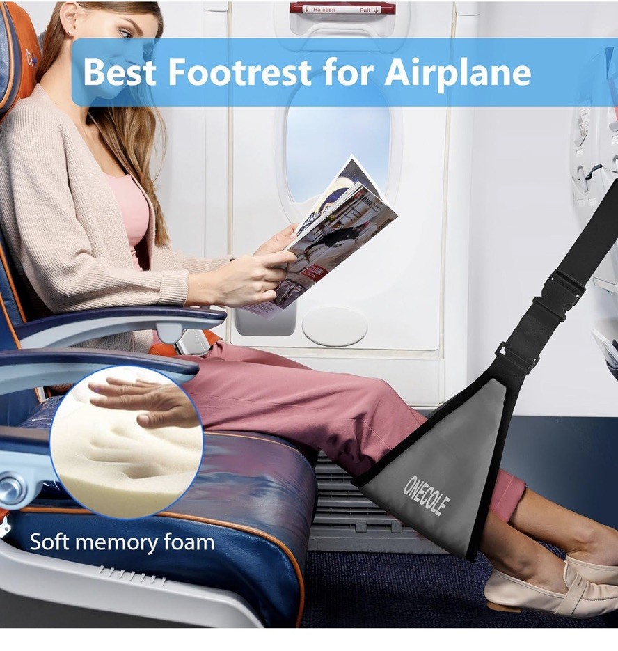 2 Pack Onecole Black/Blue Airplane Footrest Hammock