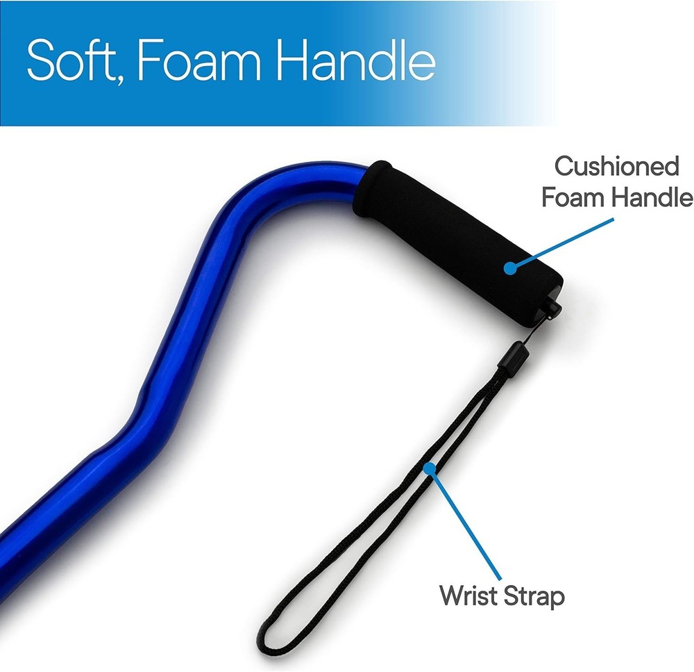 RMS Folding Cane with Offset Foam Handle, Adjustable Walking Stick with Carry...
