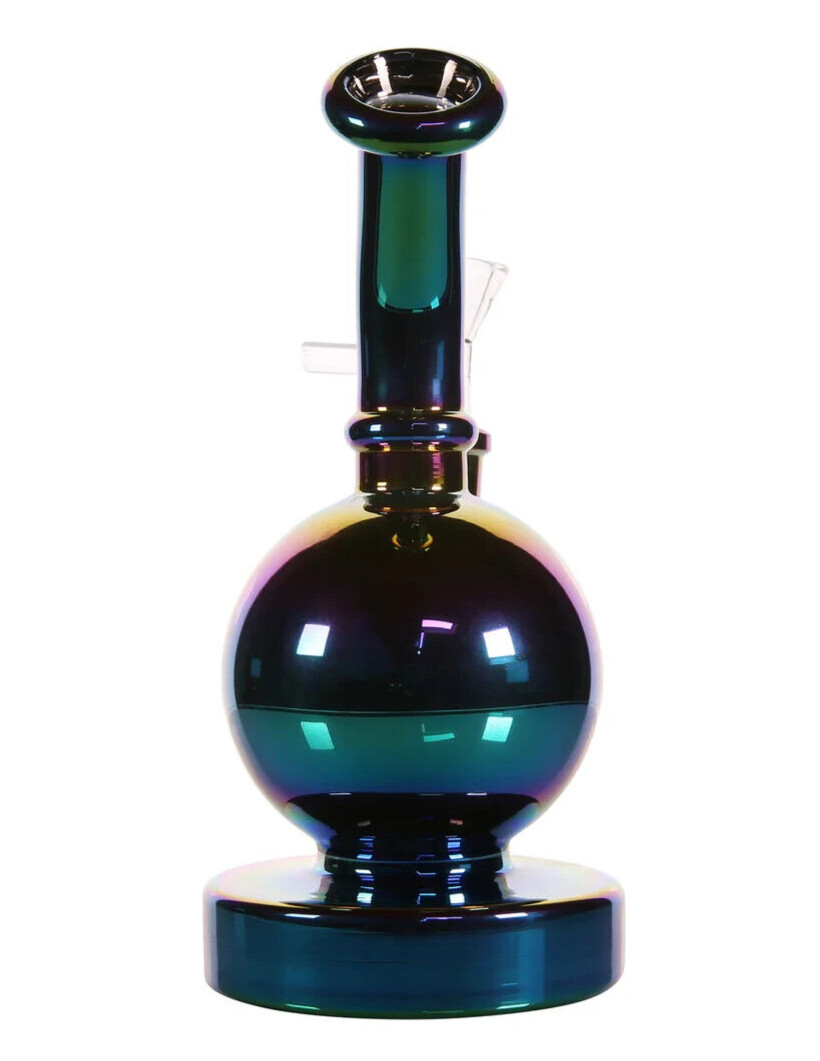 6 Inch Holographic Rainbow Mini Travel Glass Bong Tobacco Water Pipe + 14mm Bowl