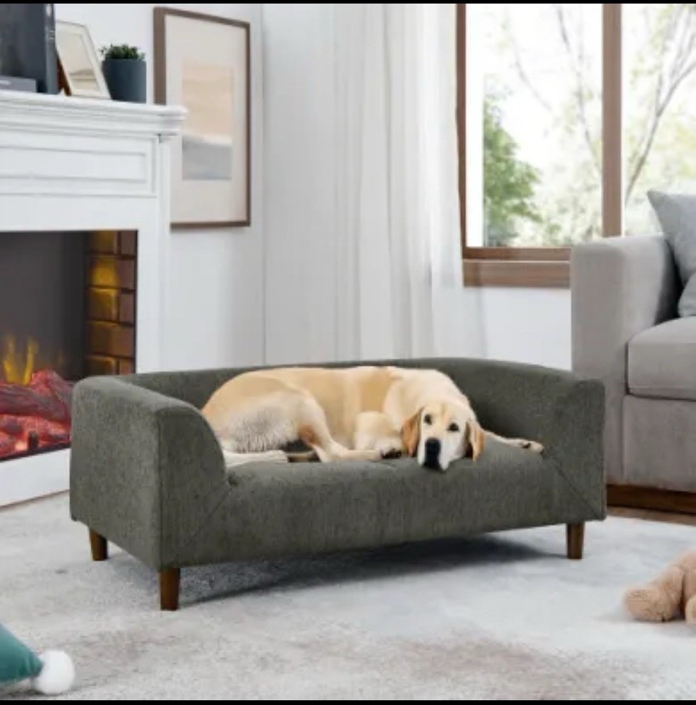 Durable Elevated Dog Sofa Bed,Pet sofa with modern irregular armrest design,Co