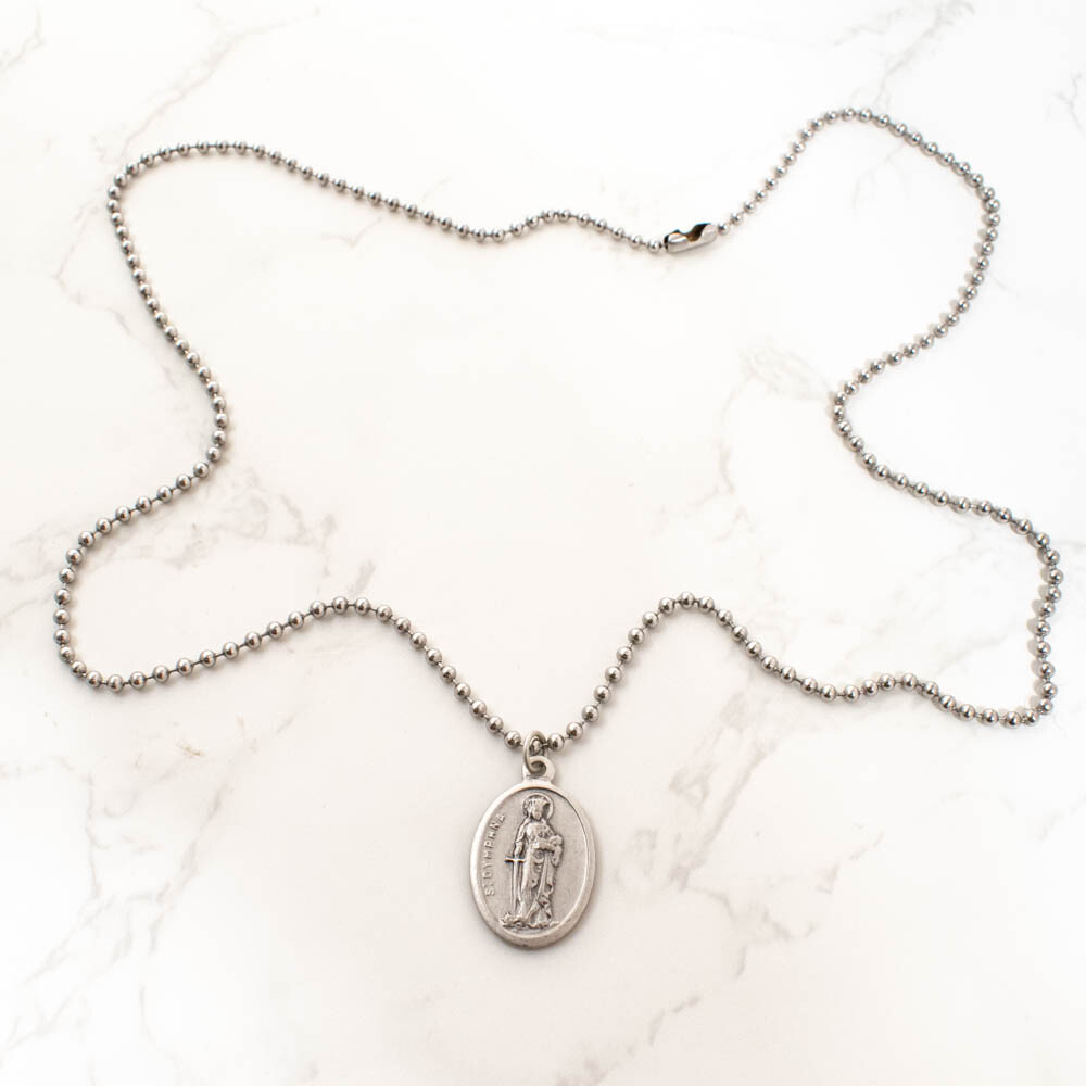 Saint St Dymphna Medal Necklace Patron Saint Of Stress And Anxiety Made In Italy