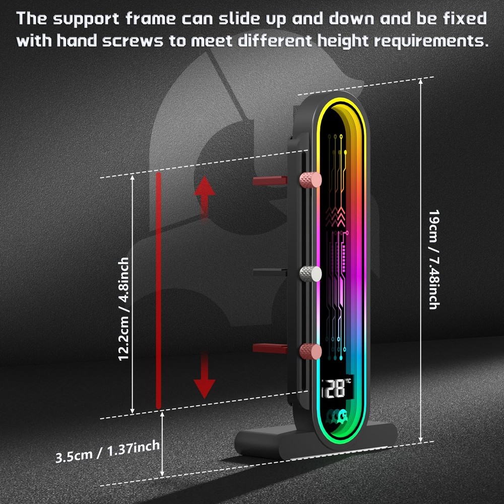 TGDGAMER ARGB GPU Support Bracket with Temperature Display（Ambient Case...