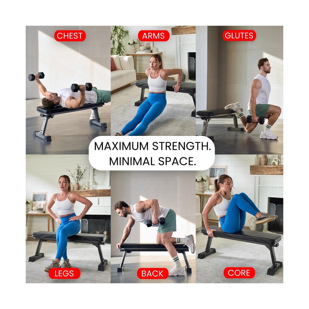 Finer Form Gym Quality Foldable Flat Bench for Multi-Purpose Weight Training ...