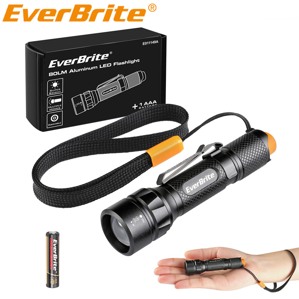 EverBrite 80 Lumen Mini LED Flashlight 3 Lighting Mode Zoomable Adjustable Focus