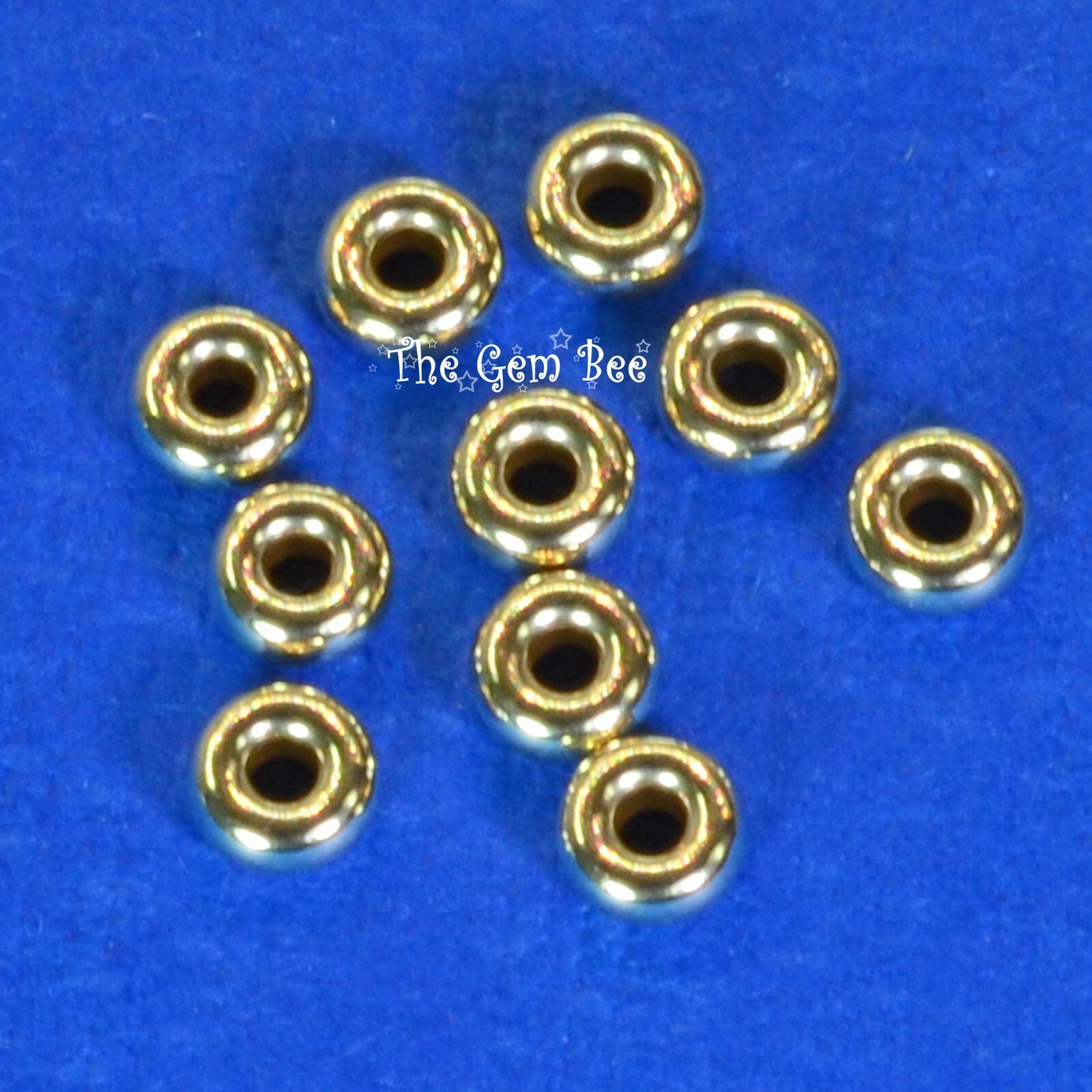 3.2mm 14k Solid Gold Smooth Donut Rondelle Bead Spacer (10)
