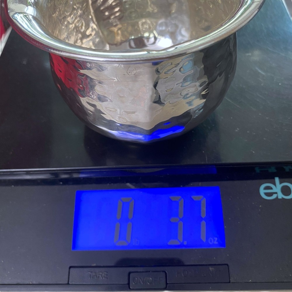 Hammered Silverplate Bowl 3" x 4" Cachepot Candy Dish Signed