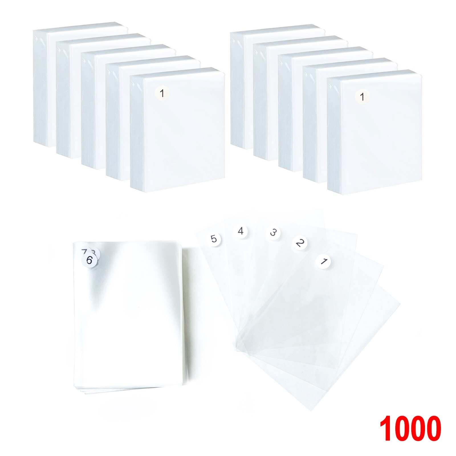 Numbered Soft Penny Sleeves for Sports & Trading Card Sellers 500, 1000, 5000