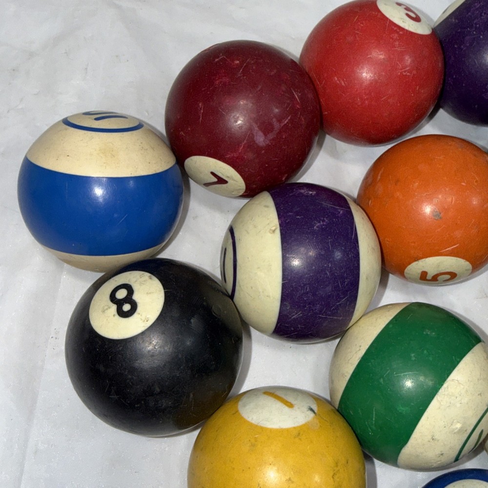 Vintage Striped & Solid Pool Ball Billiard 2 1/4" Replacement Balls Missing 11