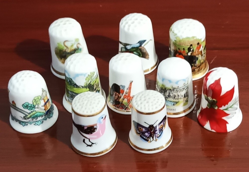 10 Thimbles, Bone China, Collection of 10