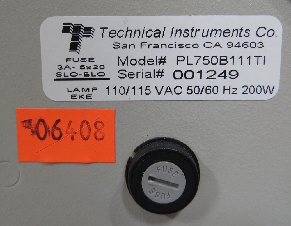 T199031 Technical Instruments PL750B111TI Illuminator w/ Dual Neck Light Guide