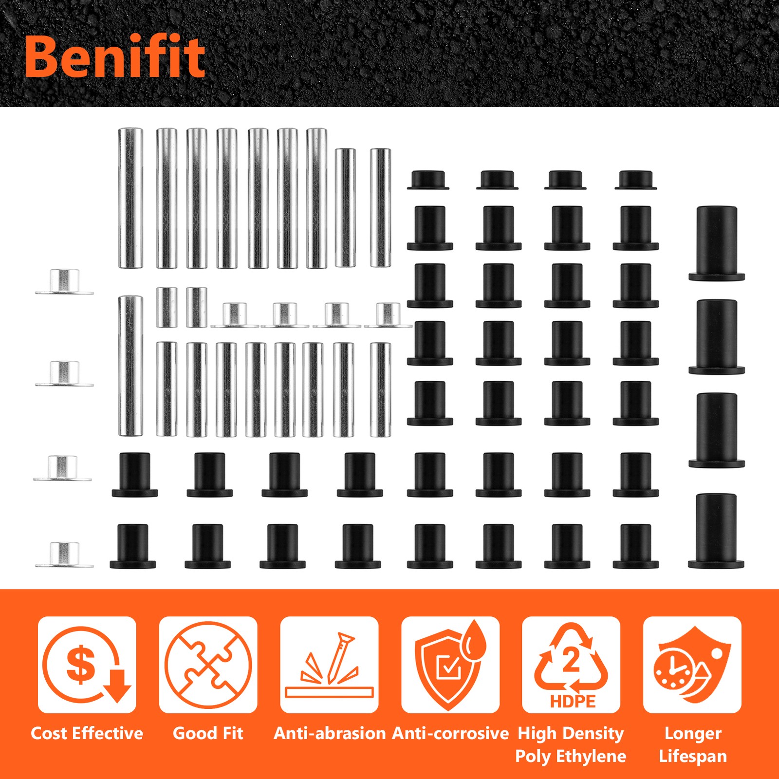 HDPE Front & Rear A-Arm Bushing Kit For Polaris RZR 900/4 900/S 900/S4 900/900XC
