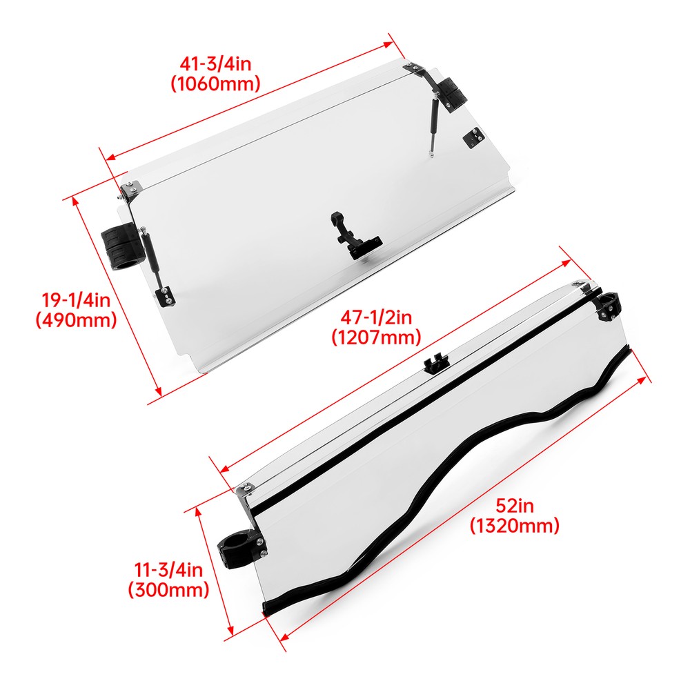 For 2011-2020 Can-Am Commander 800 / 1000/MAX Scratch Resistant Flip Windshield
