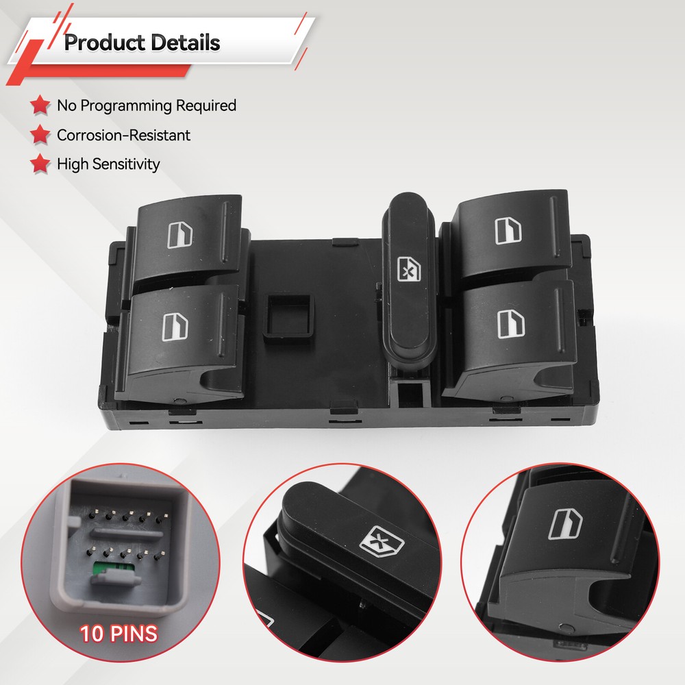 Driver Side Power Window Control Switch For 2005-2017 VW JETTA GOLF GTI PASSAT