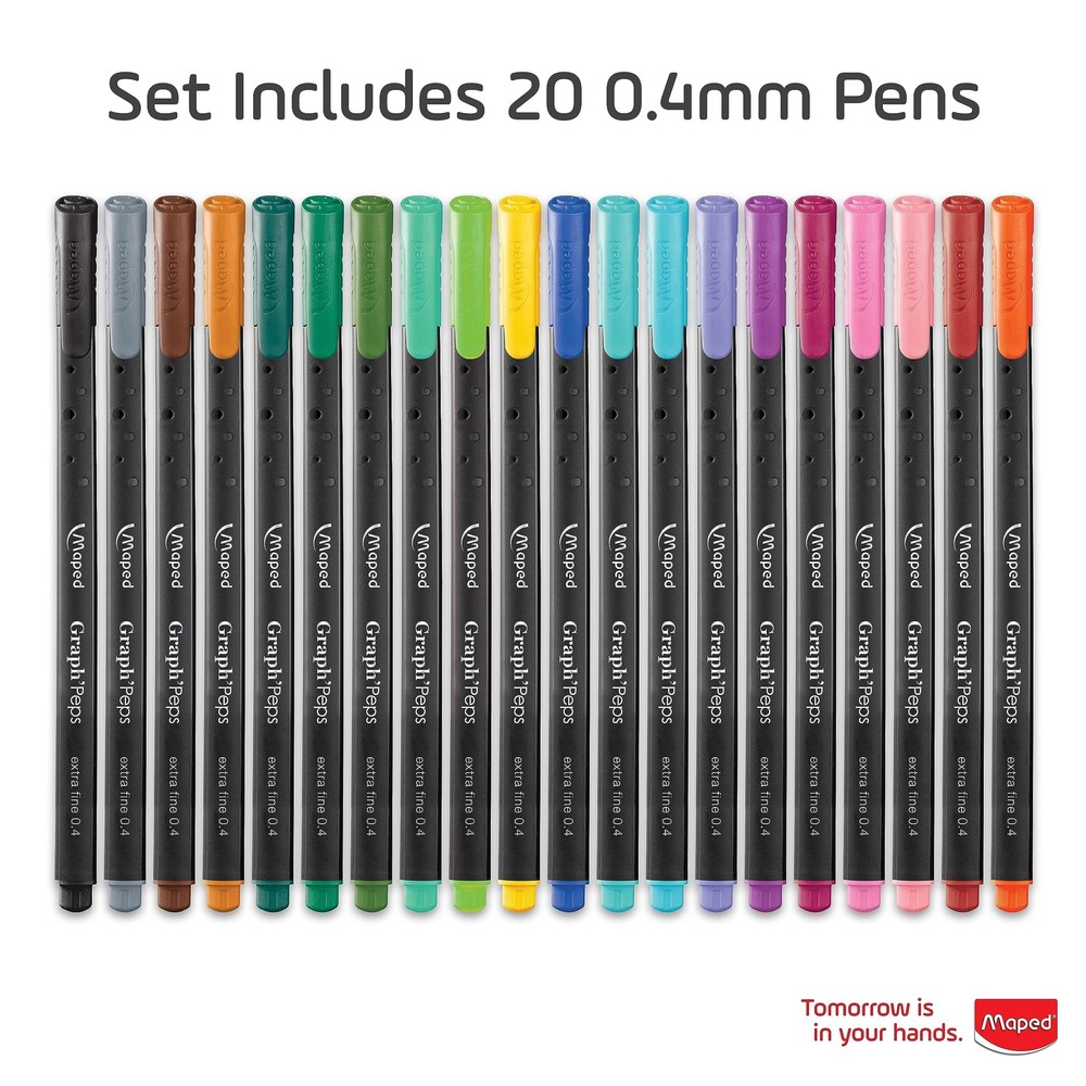Maped - Graph'Peps Fine Tipped 0.4mm Fine Line Triangular Felt Pens - 20 Pack...