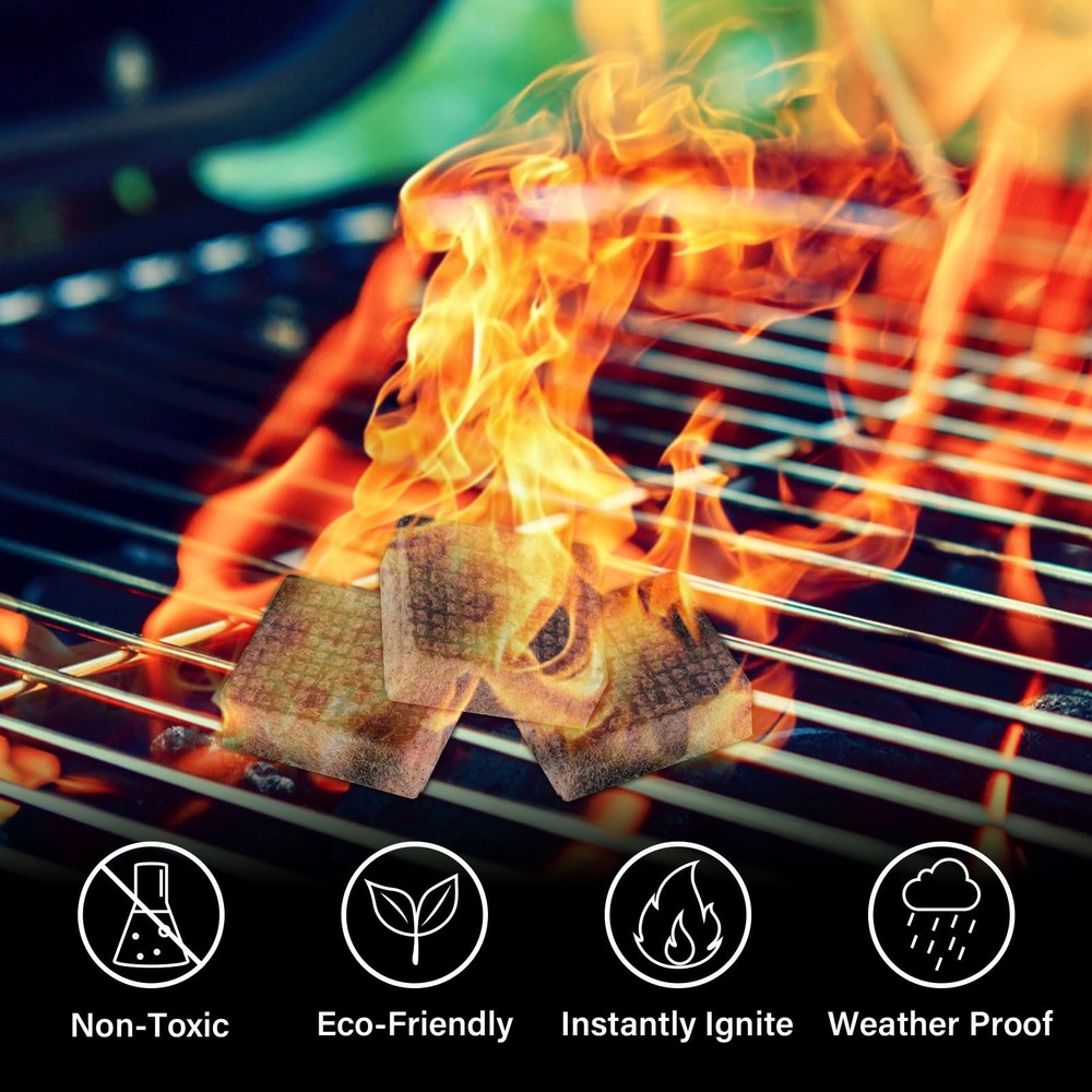 Fire Starter, 64 Mini Square, Natural Fire Starters for BBQ, Campfire, Firepl...