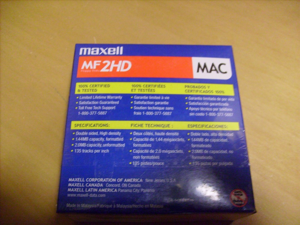 Maxell 3.5" Floppy Disk NEW Sealed 10 Pack MF2HD MAC Formatted