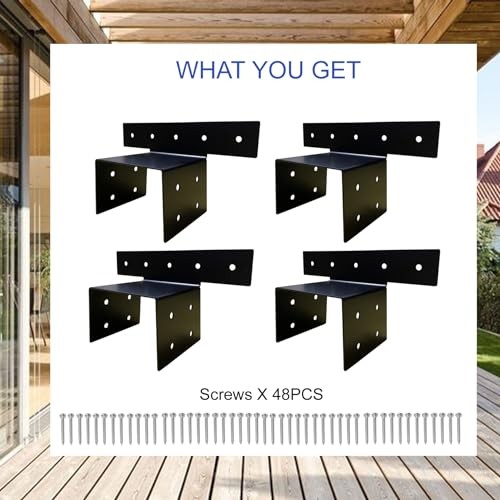 4x4 Wood Post Brackets Black Joist Anchor Connector, New