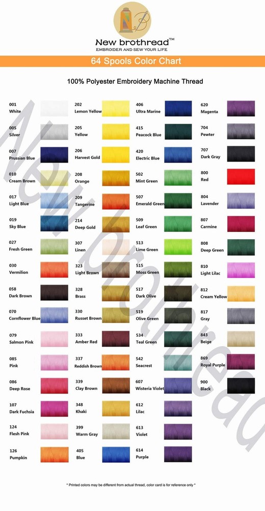New brothread 64 Spools 1000M 1100Y Polyester Embroidery Machine Thread Kit